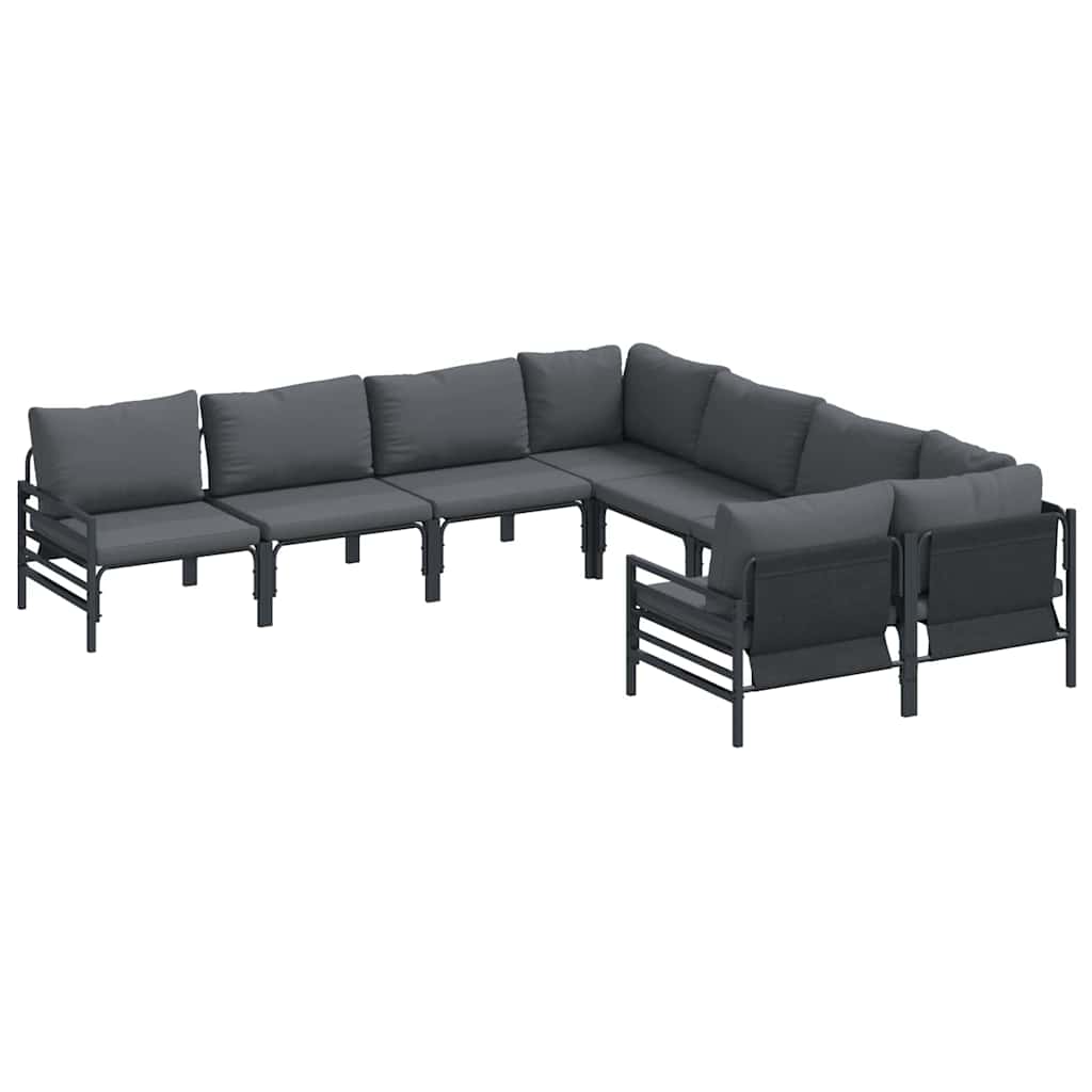 Gartensofa-set mit Kissen 8 pcs Schwarz Stahl