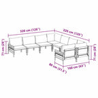 Gartensofa-set mit Kissen 8 pcs Schwarz Stahl