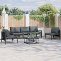 Gartensofa-set mit Kissen 6 pcs Schwarz Stahl