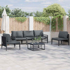 Gartensofa-set mit Kissen 6 pcs Schwarz Stahl