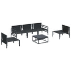 Gartensofa-set mit Kissen 6 pcs Schwarz Stahl