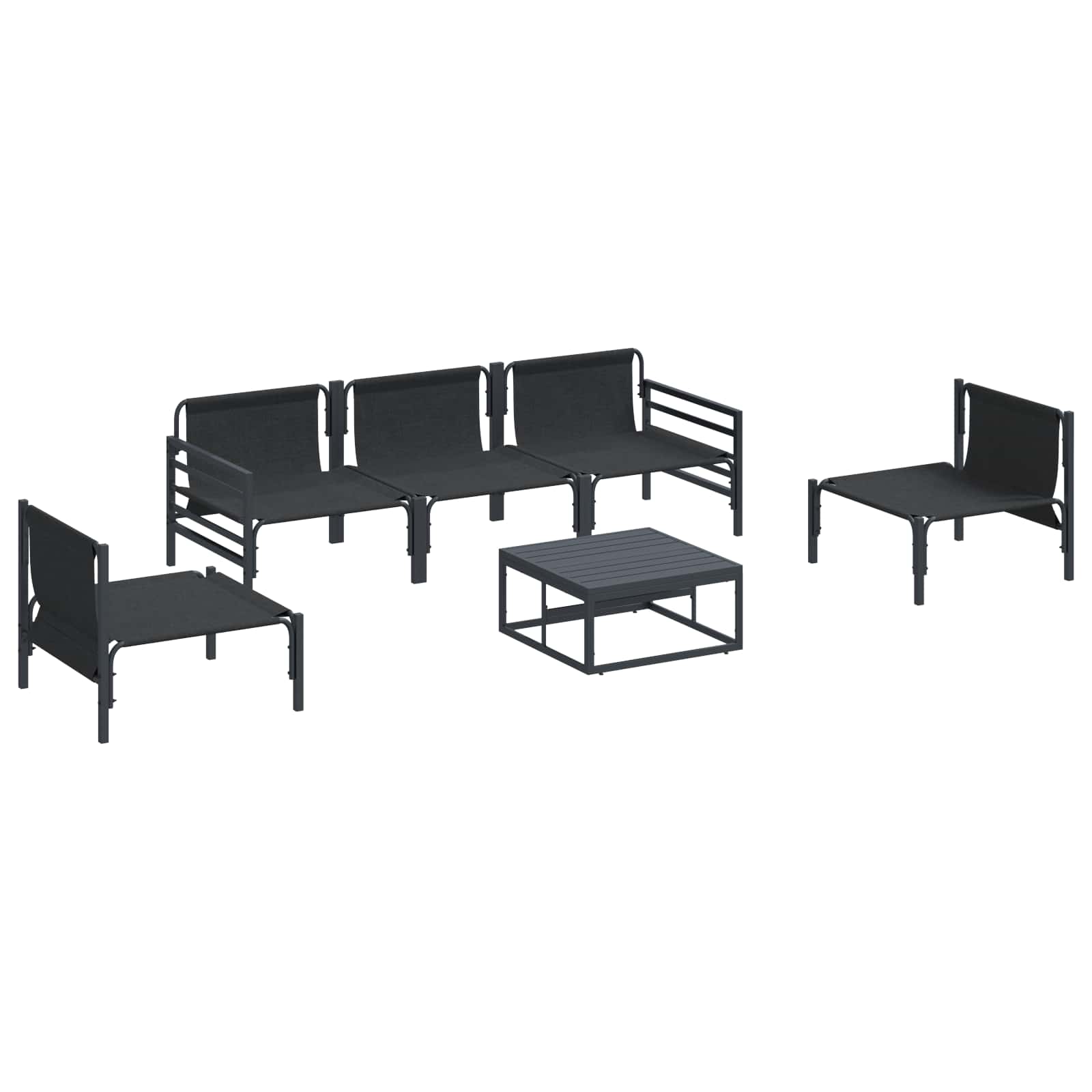 Gartensofa-set mit Kissen 6 pcs Schwarz Stahl