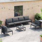 Gartensofa-set mit Kissen 7 pcs Schwarz Stahl