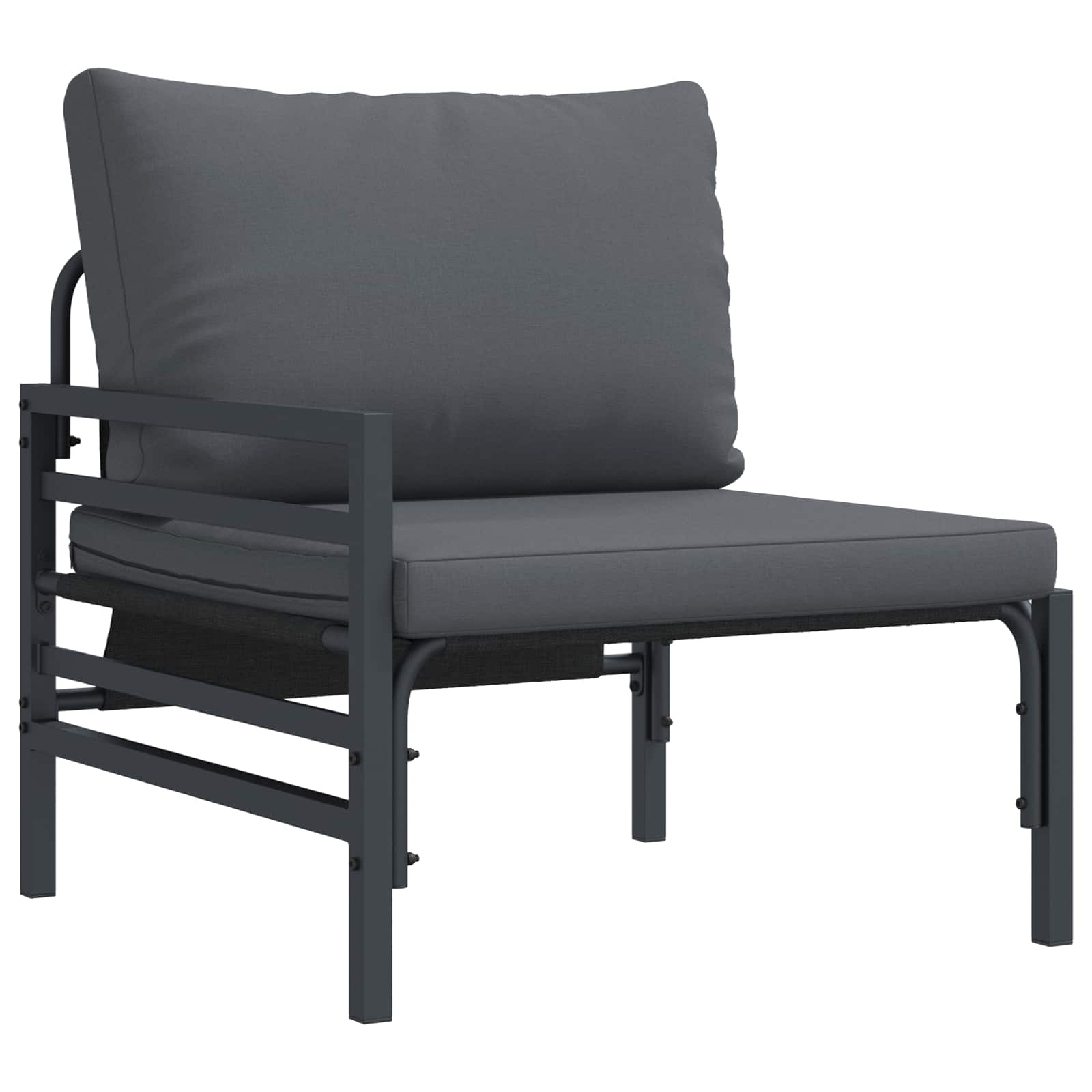 Gartensofa-set mit Kissen 7 pcs Schwarz Stahl