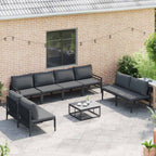 Gartensofa-set mit Kissen 9 pcs Schwarz Stahl
