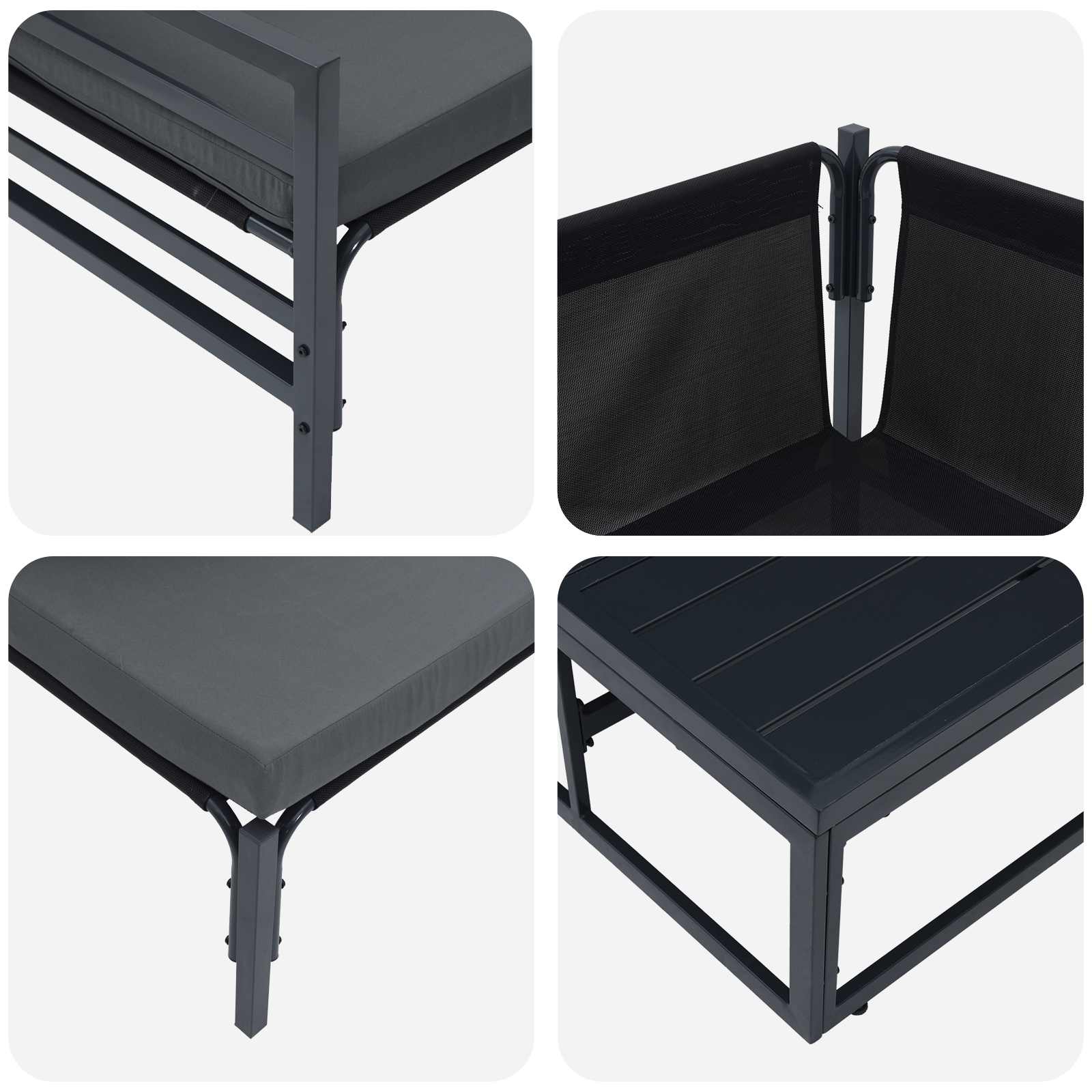 Gartensofa-set mit Kissen 8 pcs Schwarz Stahl