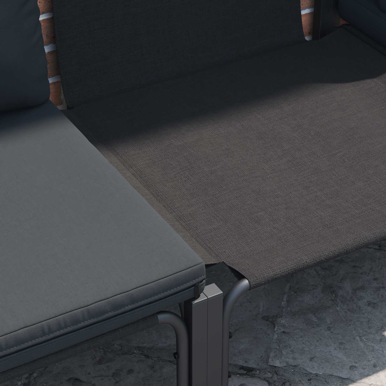 Gartensofa-set mit Kissen 8 pcs Schwarz Stahl