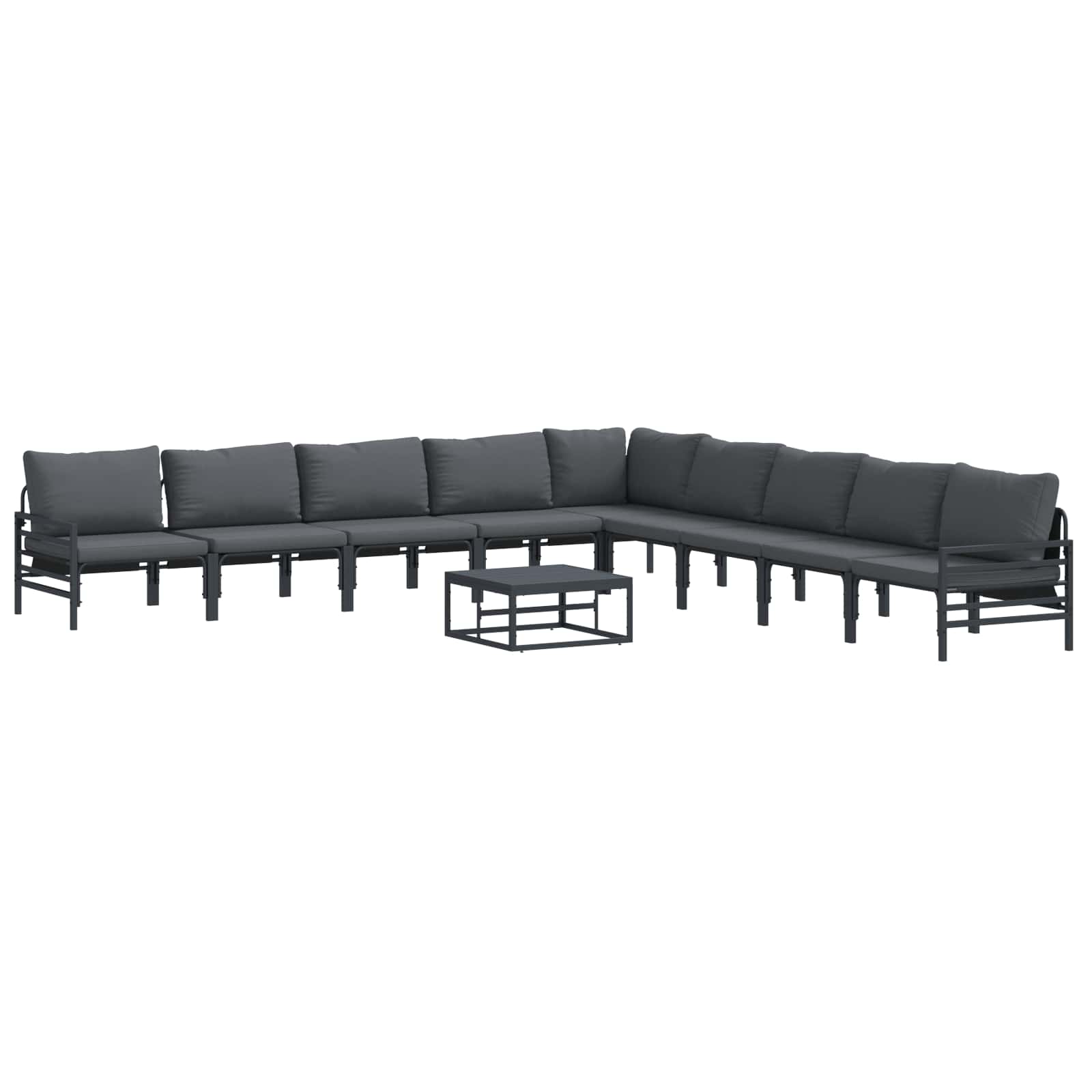 Gartensofa-set mit Kissen 10 pcs Schwarz Stahl