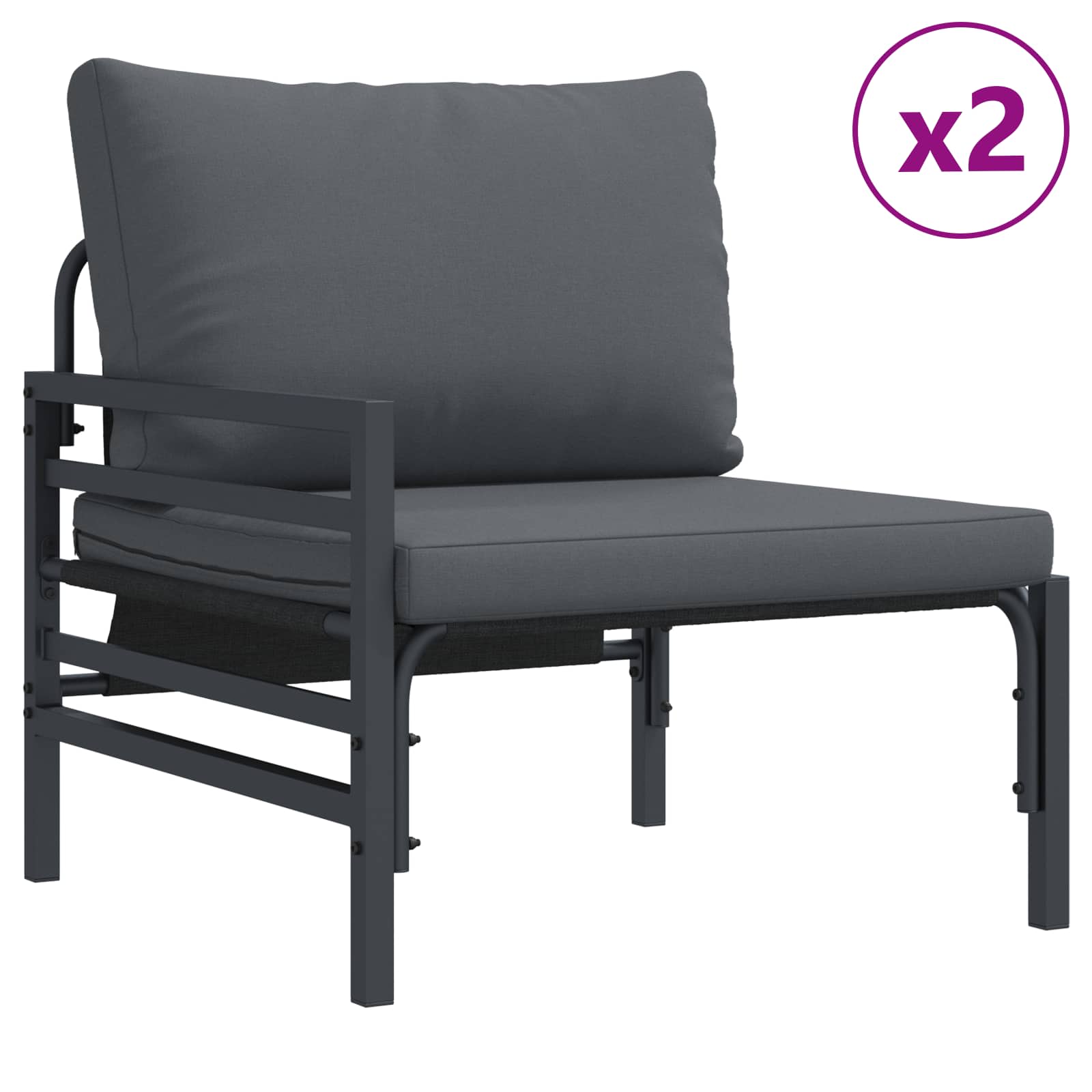 Gartensofa-set mit Kissen 10 pcs Schwarz Stahl