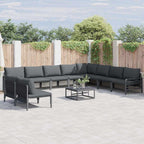 Gartensofa-set mit Kissen 10 pcs Schwarz Stahl