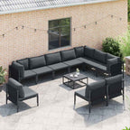 Gartensofa-set mit Kissen 10 pcs Schwarz Stahl