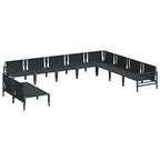 Gartensofa-set mit Kissen 10 pcs Schwarz Stahl