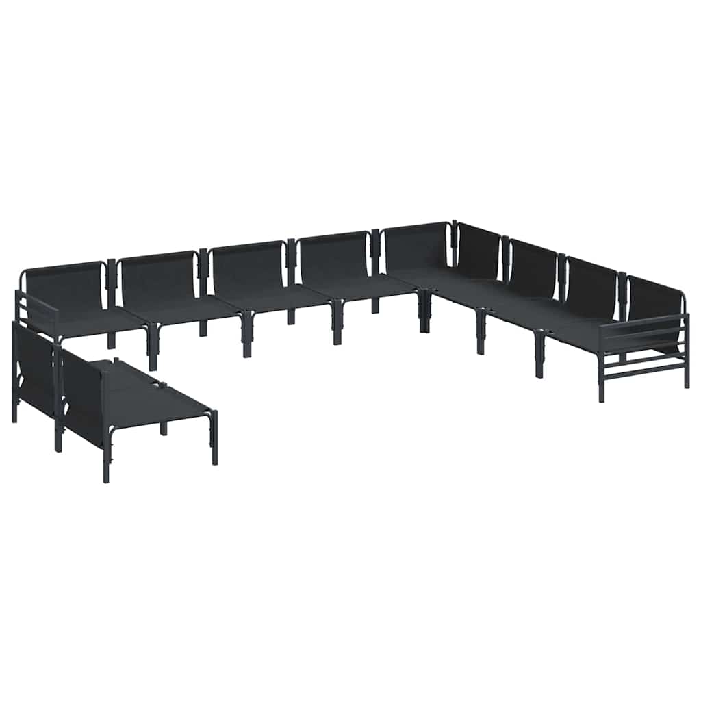 Gartensofa-set mit Kissen 10 pcs Schwarz Stahl