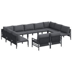 Gartensofa-set mit Kissen 11 pcs Schwarz Stahl