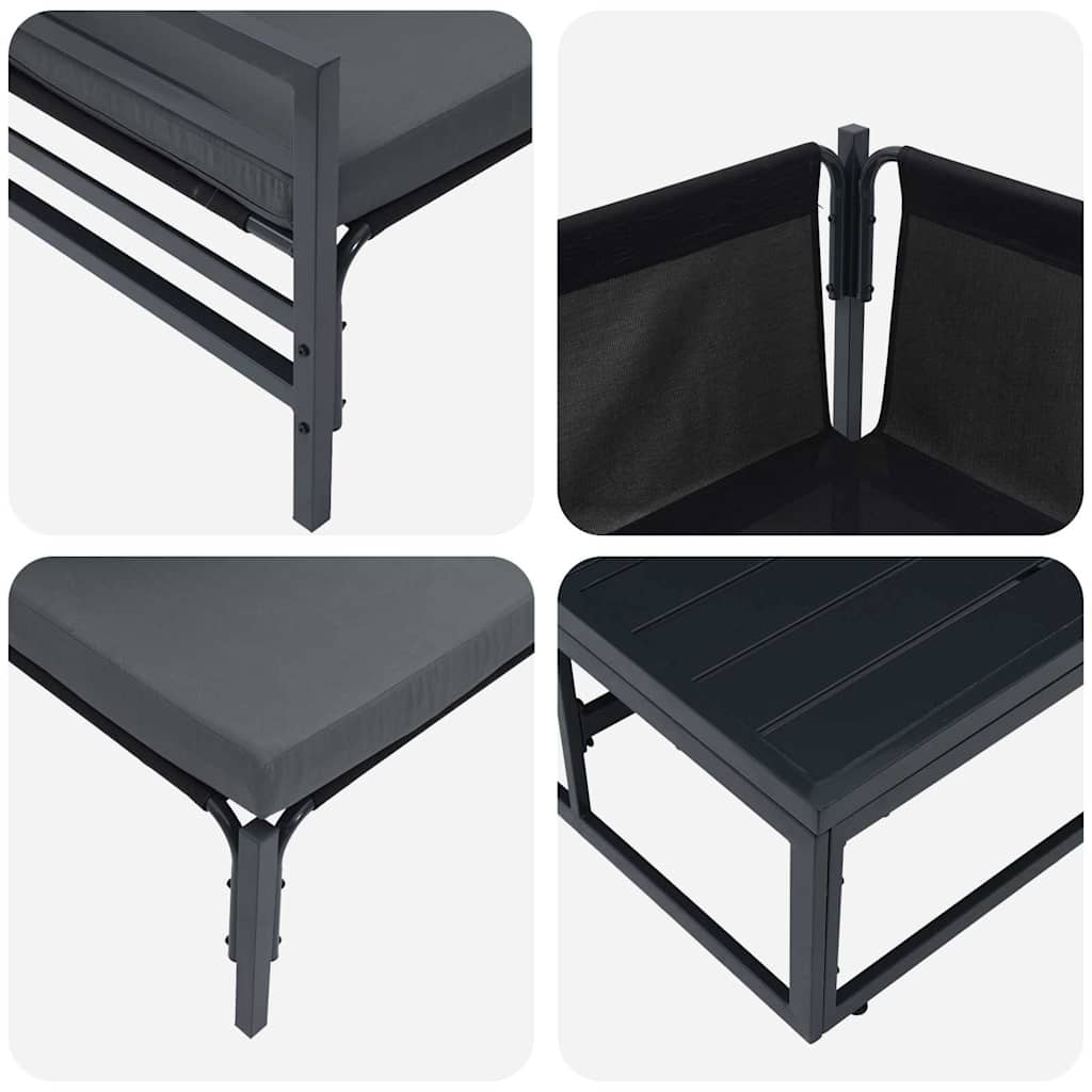Gartensofa-set mit Kissen 14 pcs Schwarz Stahl