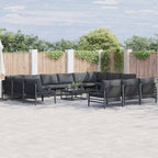 Gartensofa-set mit Kissen 14 pcs Schwarz Stahl