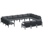 Gartensofa-set mit Kissen 14 pcs Schwarz Stahl