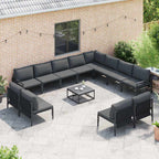 Gartensofa-set mit Kissen 12 pcs Schwarz Stahl
