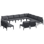 Gartensofa-set mit Kissen 12 pcs Schwarz Stahl