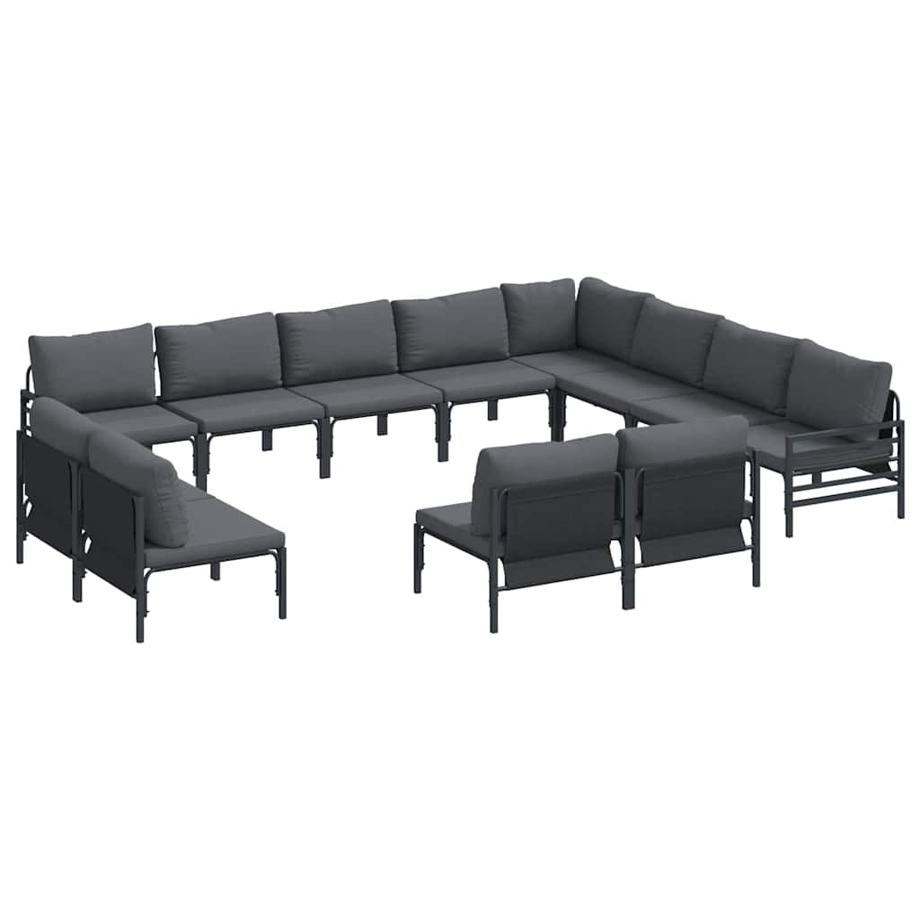 Gartensofa-set mit Kissen 12 pcs Schwarz Stahl