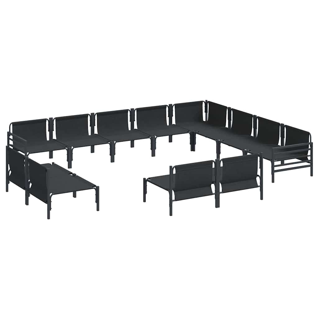 Gartensofa-set mit Kissen 12 pcs Schwarz Stahl