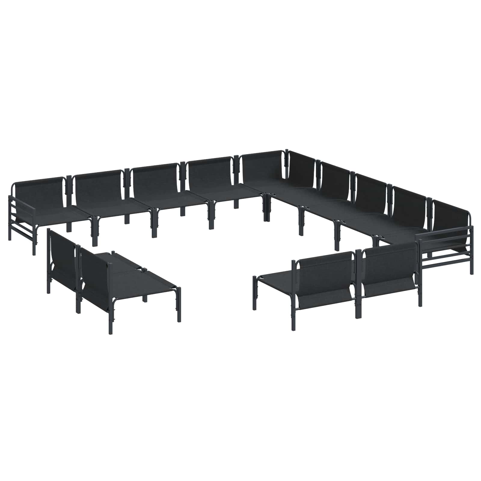 Gartensofa-set mit Kissen 13 pcs Schwarz Stahl