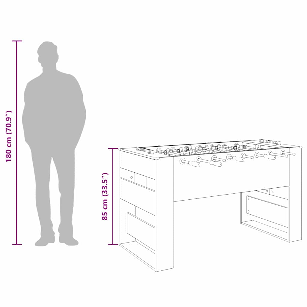 Tischfußballtisch Altholz 146,5 x 74 x 85 cm Holzwerkstoff