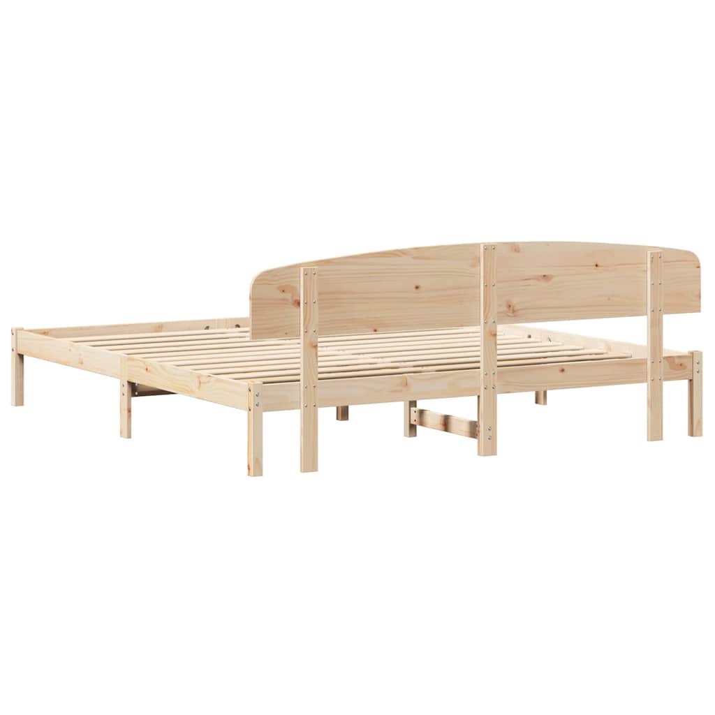 Bettrahmen mit Kopfteil Natur 200 x 200 cm Massives Kiefernholz