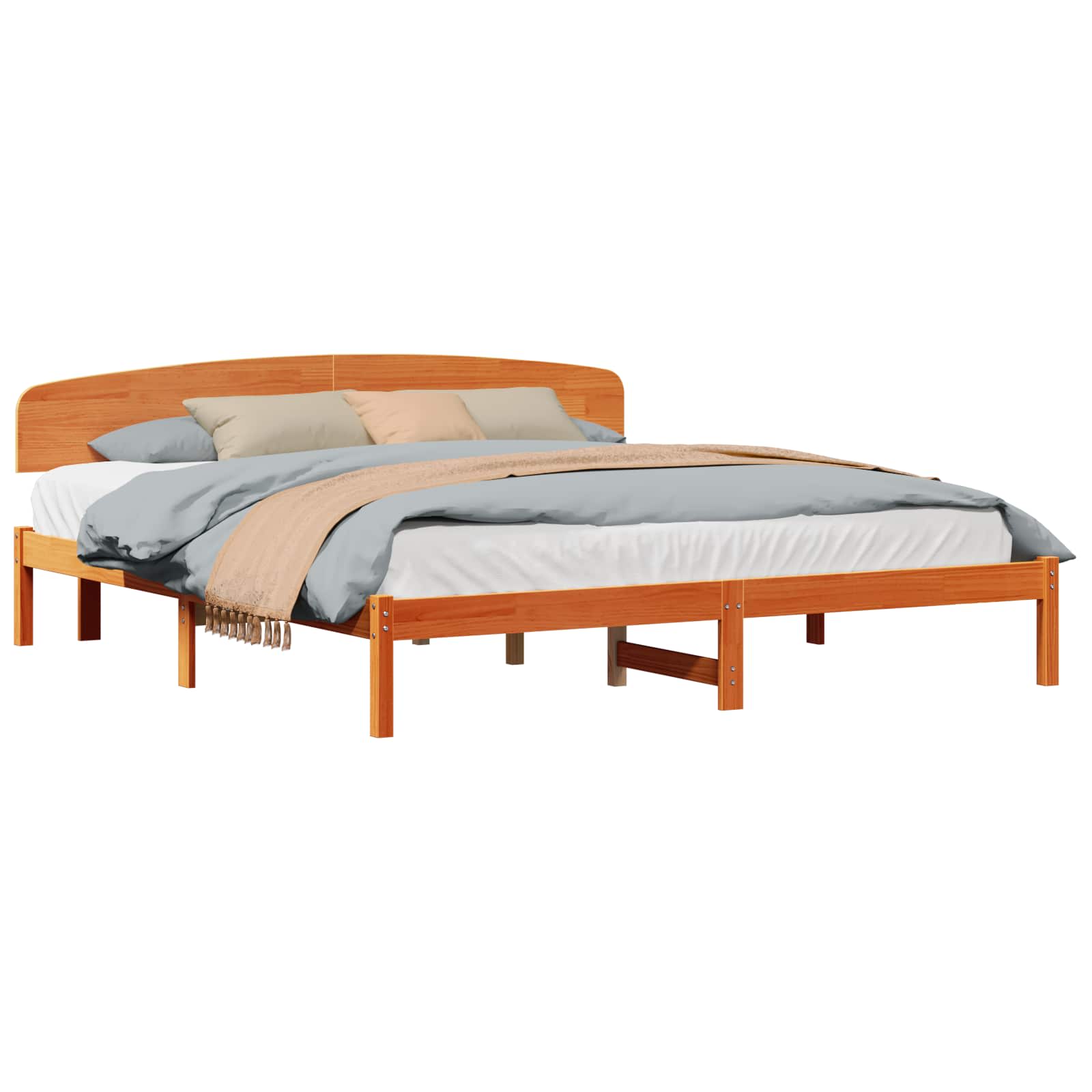 Bettrahmen Wachsbraun 200 x 200 cm Massives Kiefernholz