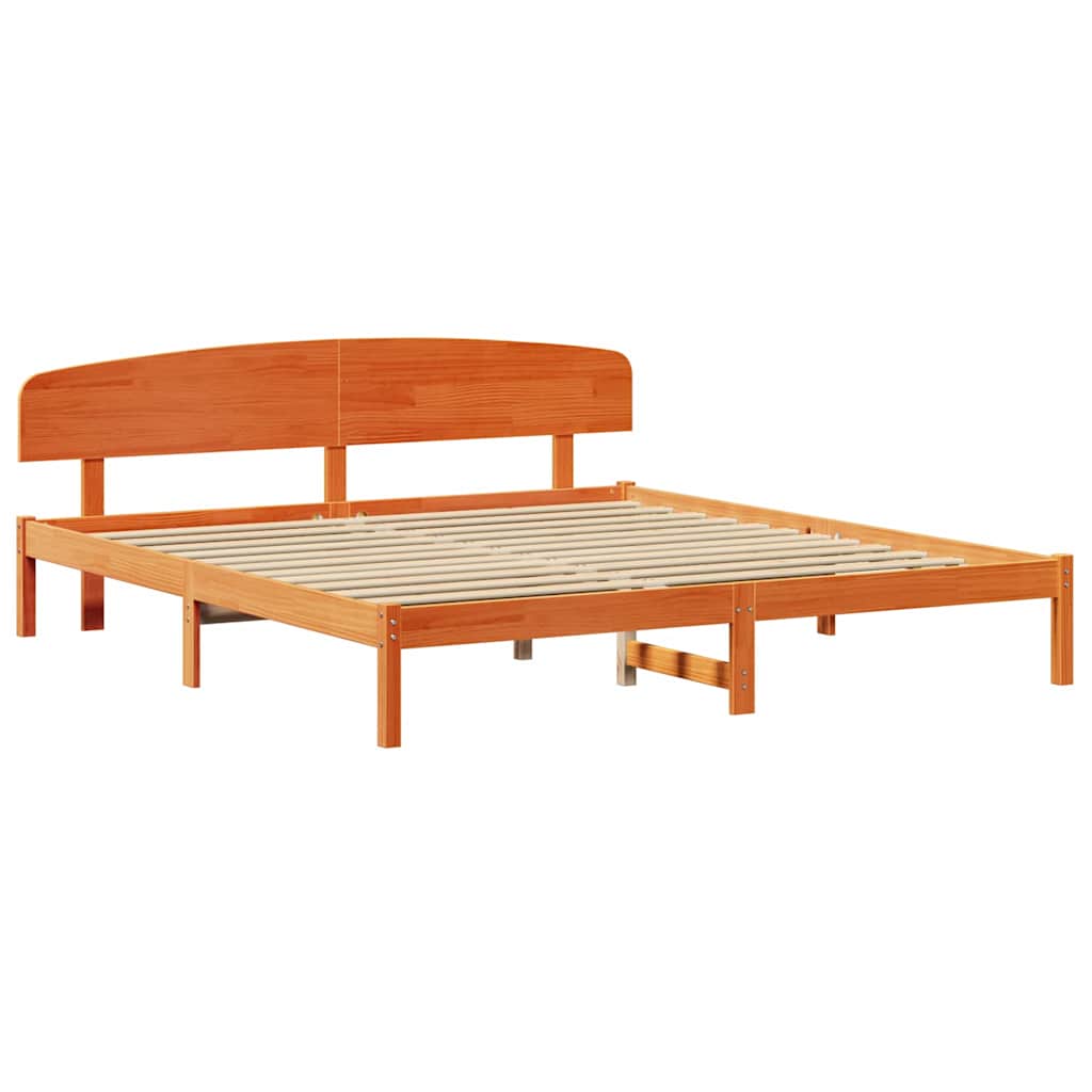 Bettrahmen Wachsbraun 200 x 200 cm Massives Kiefernholz