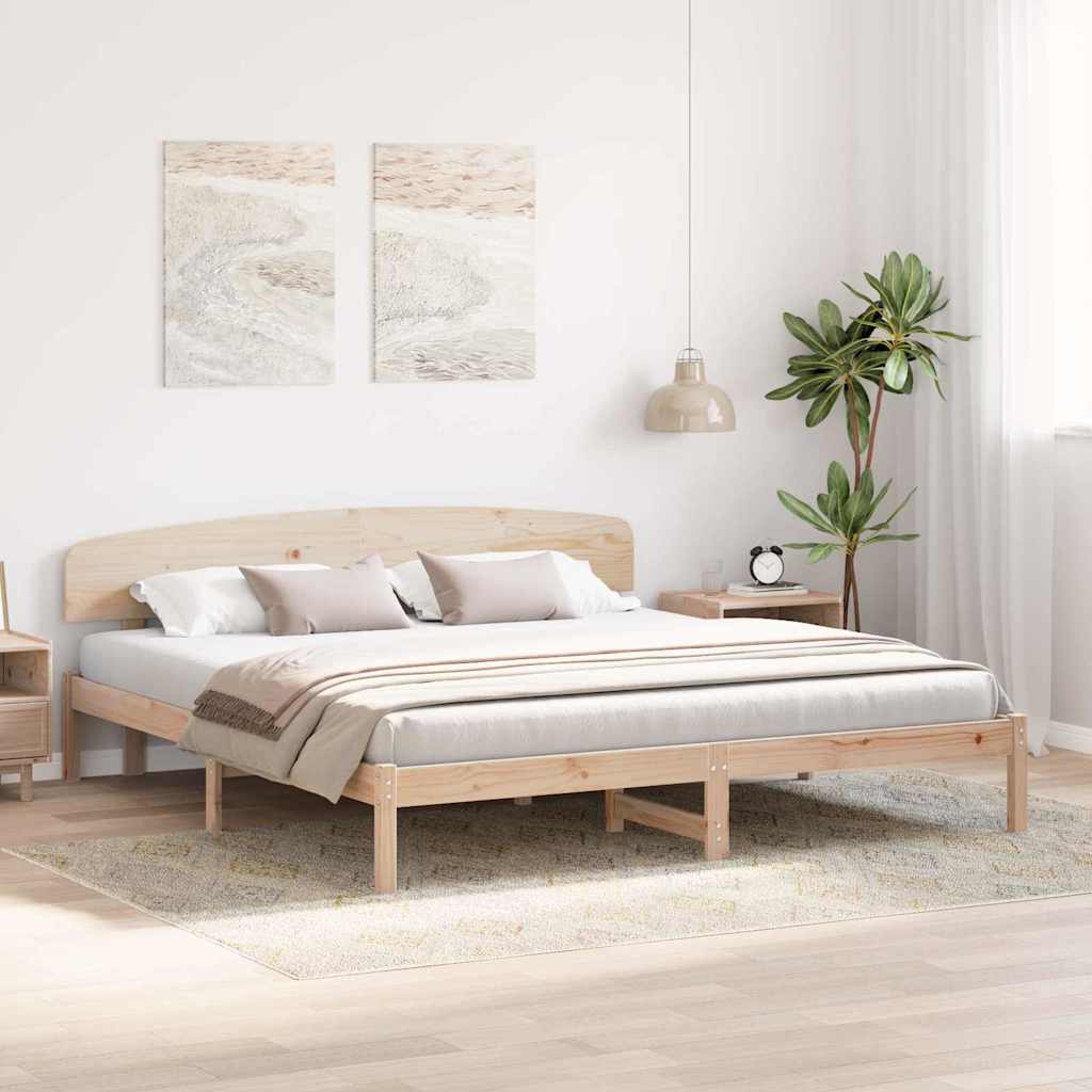 Bettrahmen mit Kopfteil Natur 180 x 200 cm Massives Kiefernholz