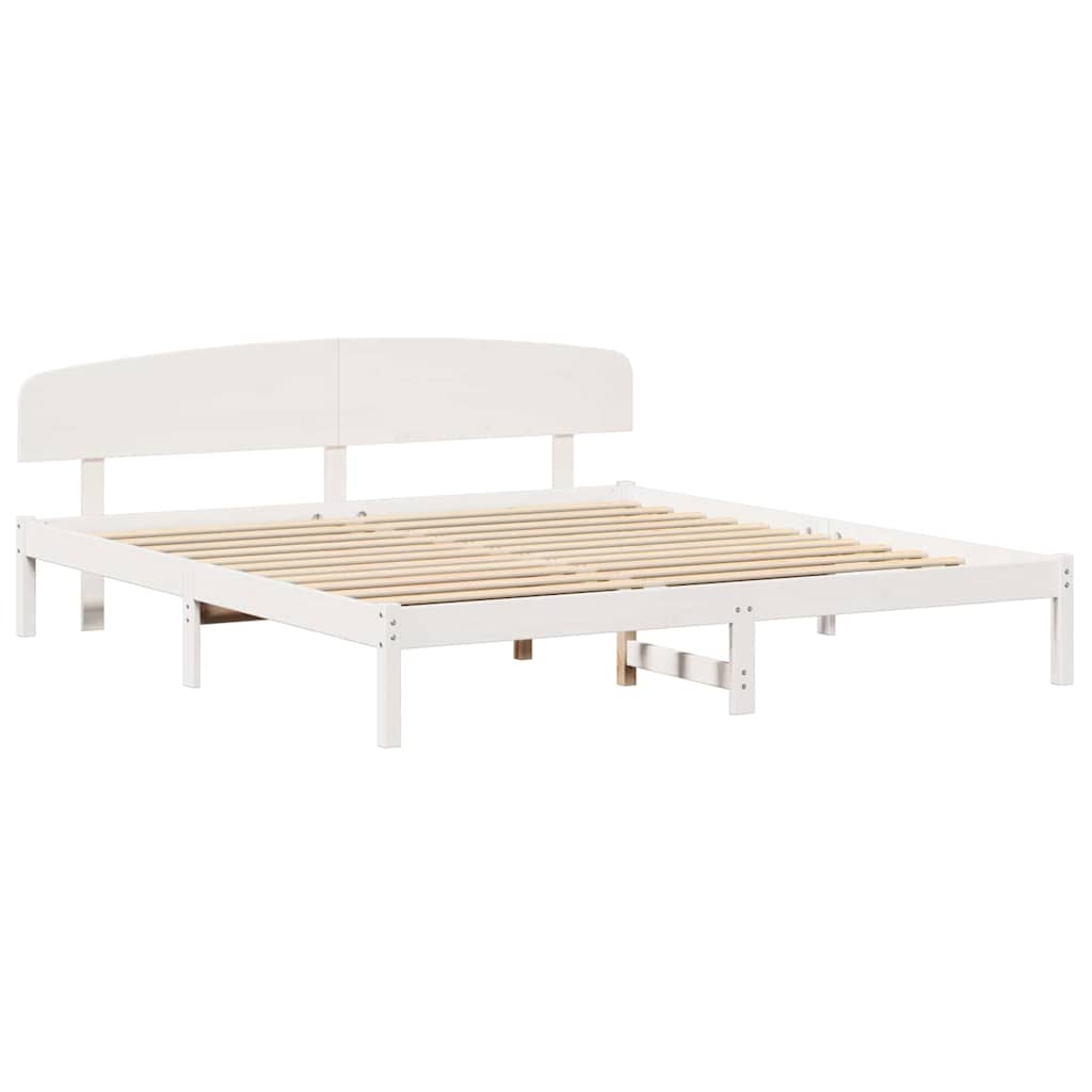 Bettrahmen mit Kopfteil Weiß 180 x 200 cm Massives Kiefernholz