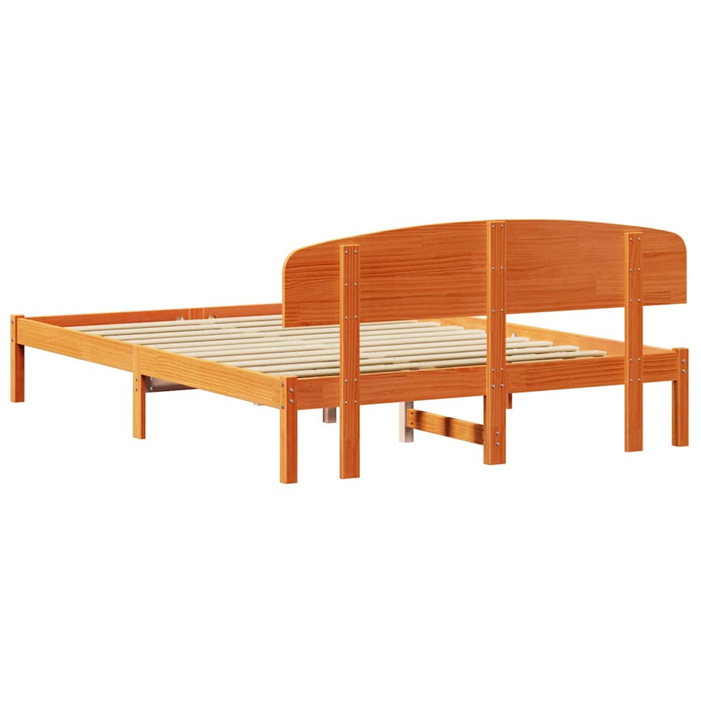 Bettrahmen Wachsbraun 140 x 200 cm Massives Kiefernholz