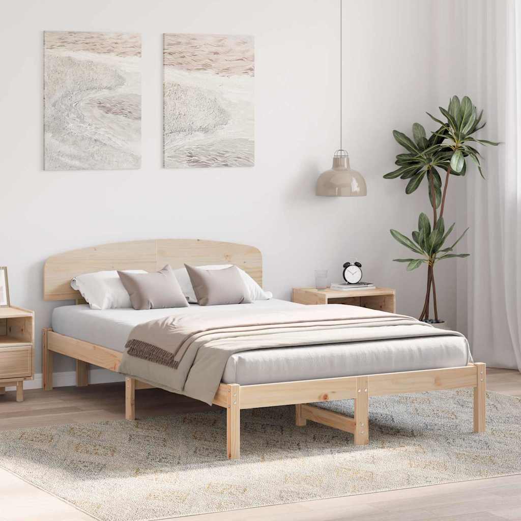 Bettrahmen mit Kopfteil Natur 120 x 200 cm Massives Kiefernholz