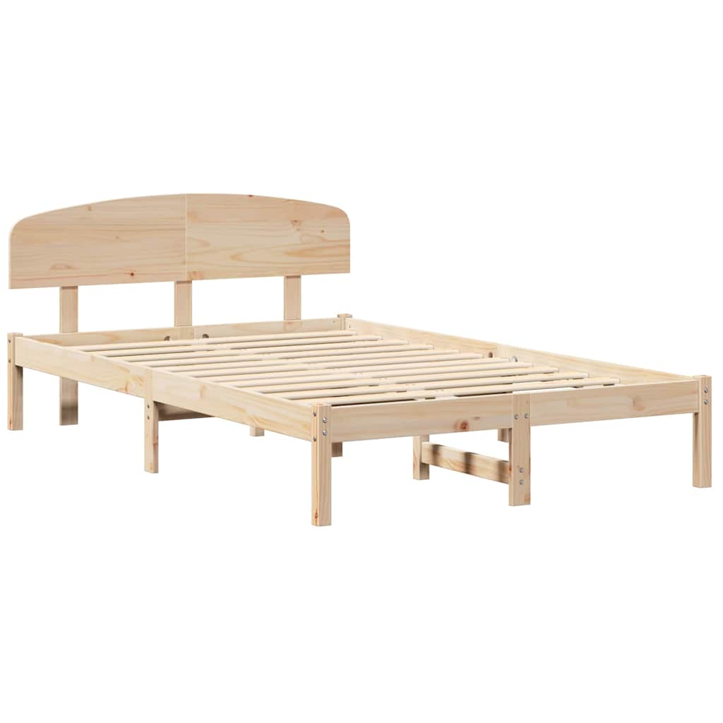 Bettrahmen mit Kopfteil Natur 140 x 190 cm Massives Kiefernholz