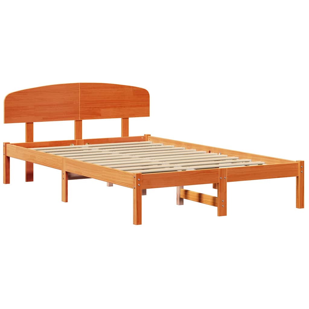 Bettrahmen Wachsbraun 135 x 190 cm Massives Kiefernholz