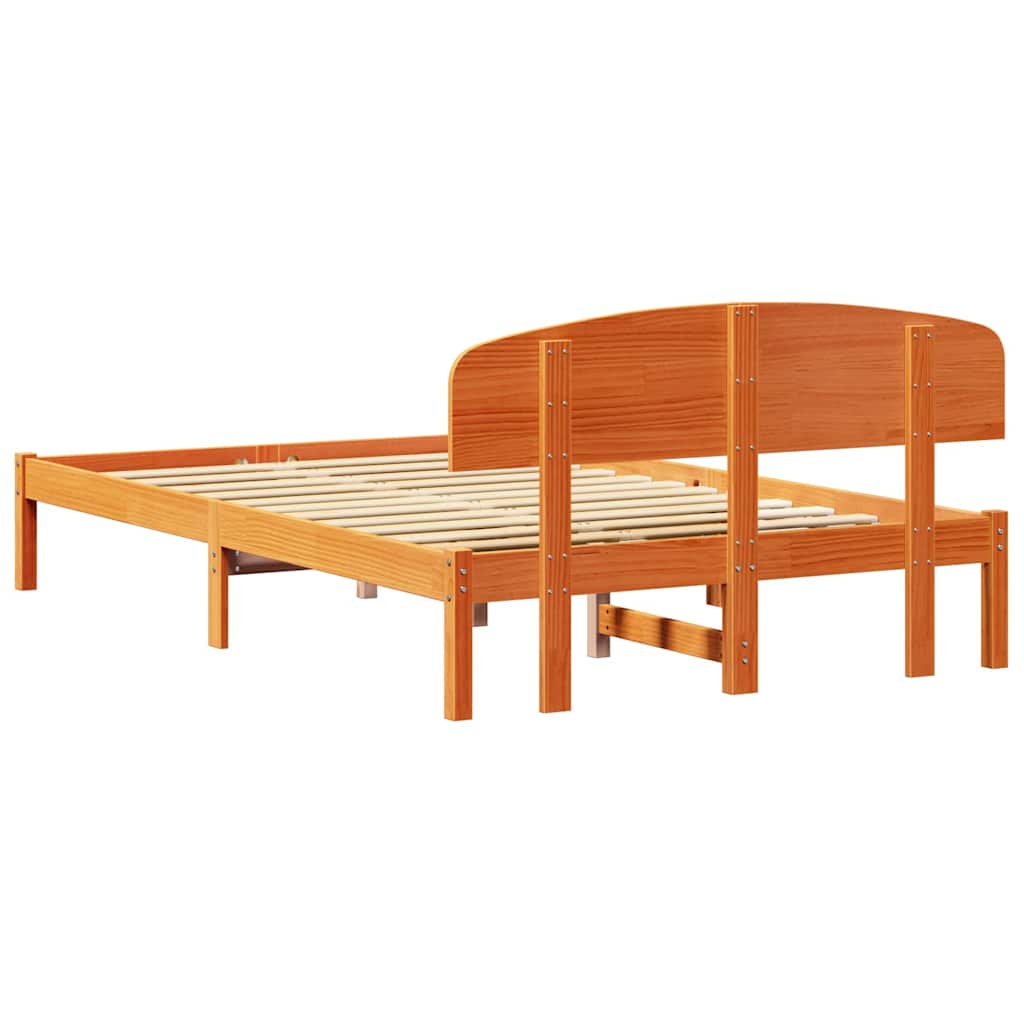 Bettrahmen Wachsbraun 135 x 190 cm Massives Kiefernholz