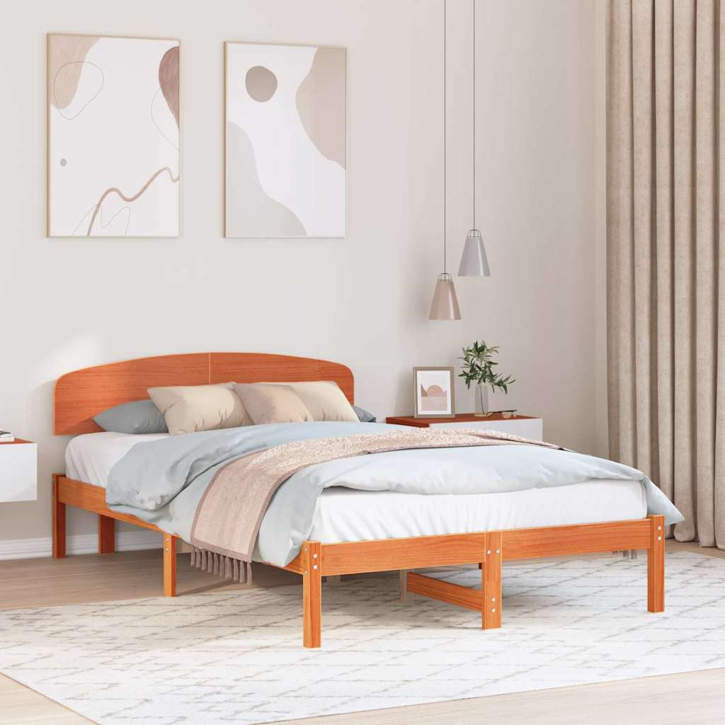 Bettrahmen Wachsbraun 120 x 190 cm Massives Kiefernholz