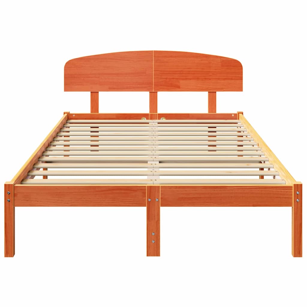 Bettrahmen Wachsbraun 120 x 190 cm Massives Kiefernholz