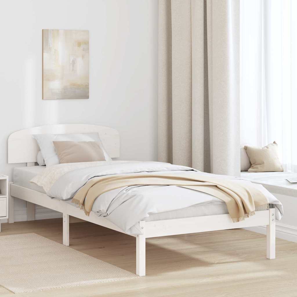 Bettrahmen mit Kopfteil Weiß 100 x 200 cm Massives Kiefernholz