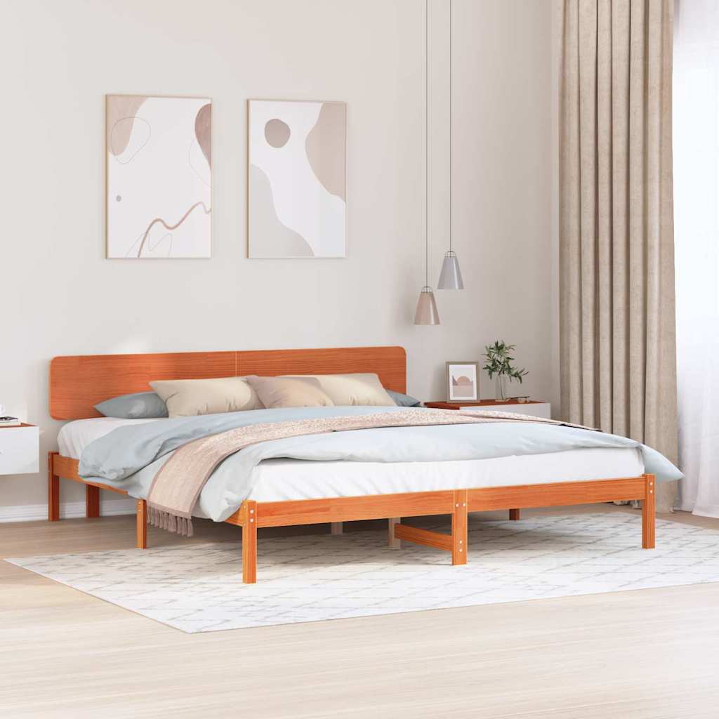 Bettrahmen Wachsbraun 180 x 200 cm Massives Kiefernholz