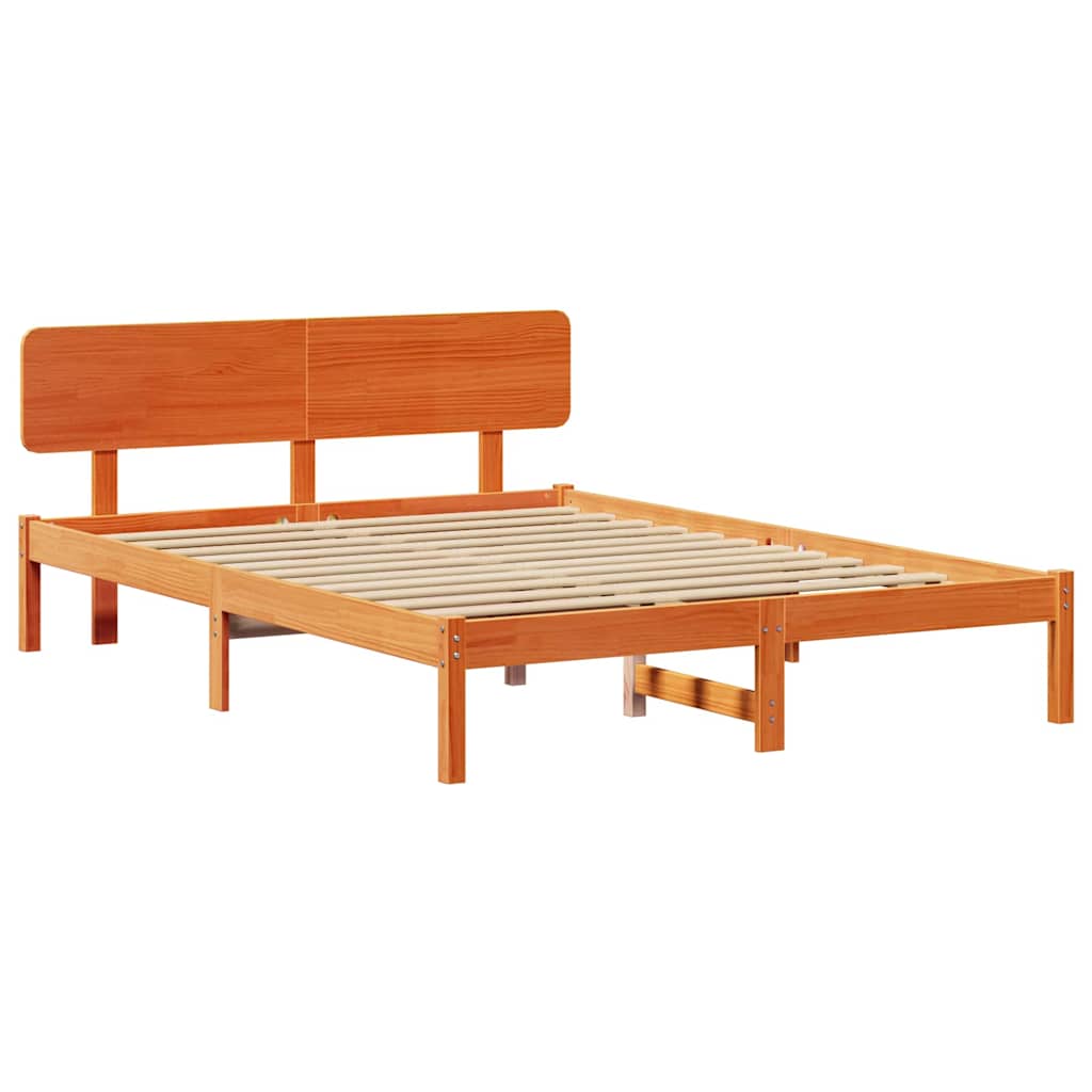 Bettrahmen Wachsbraun 160 x 200 cm Massives Kiefernholz