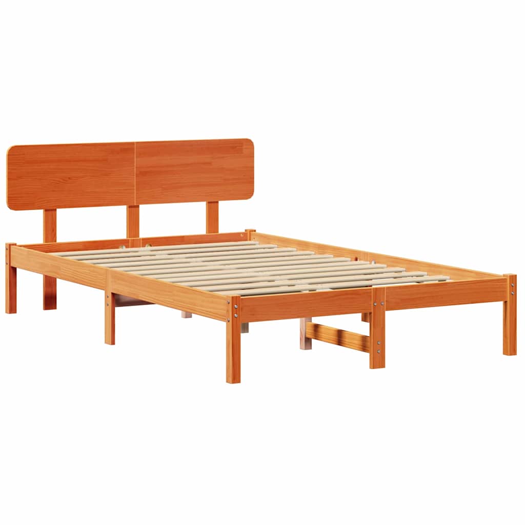 Bettrahmen Wachsbraun 135 x 190 cm Massives Kiefernholz