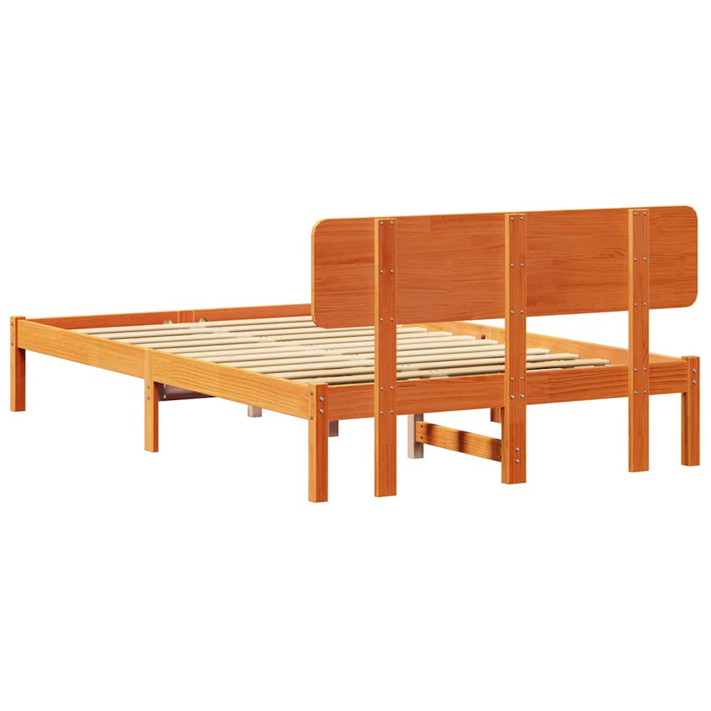 Bettrahmen Wachsbraun 135 x 190 cm Massives Kiefernholz