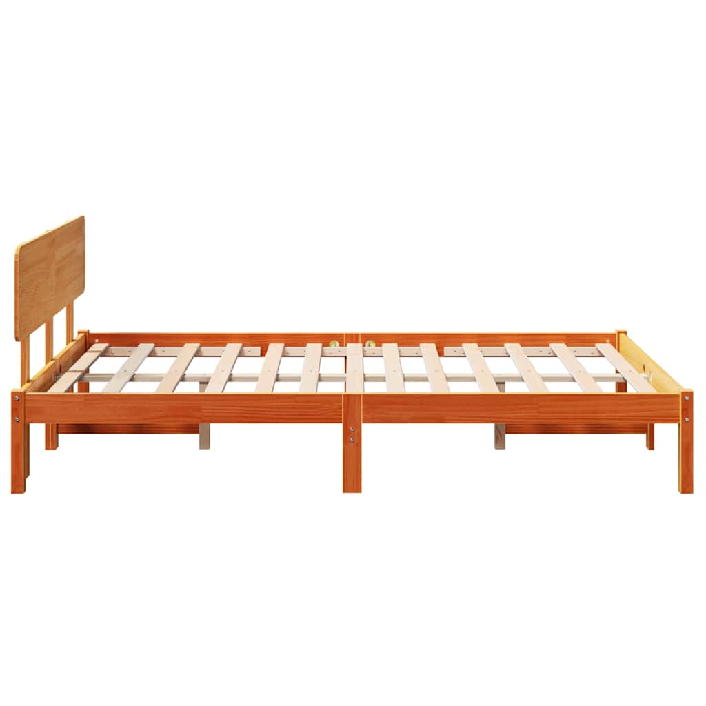 Bettrahmen Wachsbraun 135 x 190 cm Massives Kiefernholz
