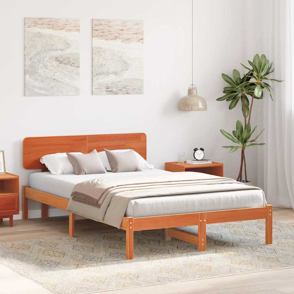 Bettrahmen Wachsbraun 120 x 190 cm Massives Kiefernholz
