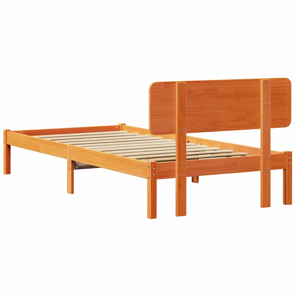 Bettrahmen Wachsbraun 90 x 190 cm Massives Kiefernholz