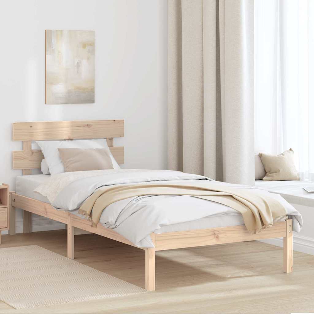 Bettgestell mit Kopfteil Braun 80 x 200 cm Massivholz Kiefer