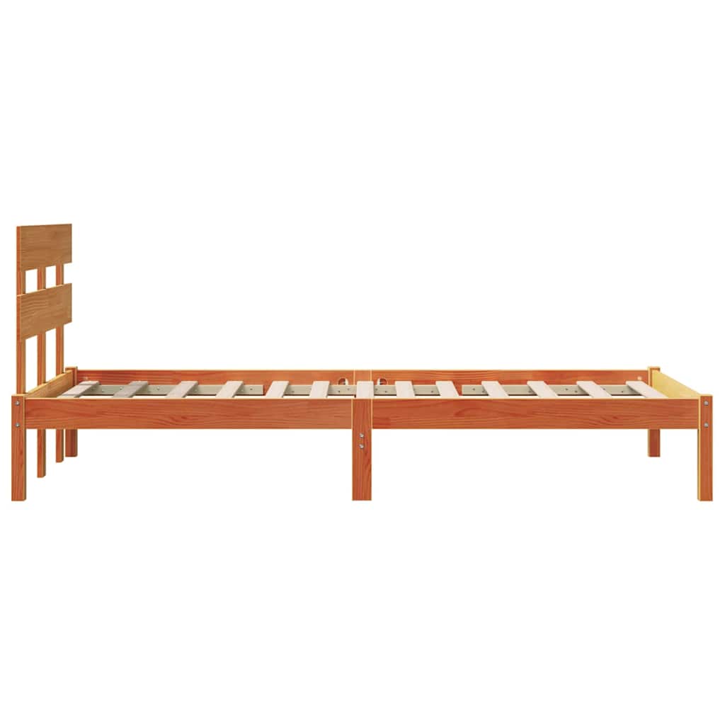 Bettgestell mit Kopfteil Braun 80 x 200 cm Massivholz Kiefer