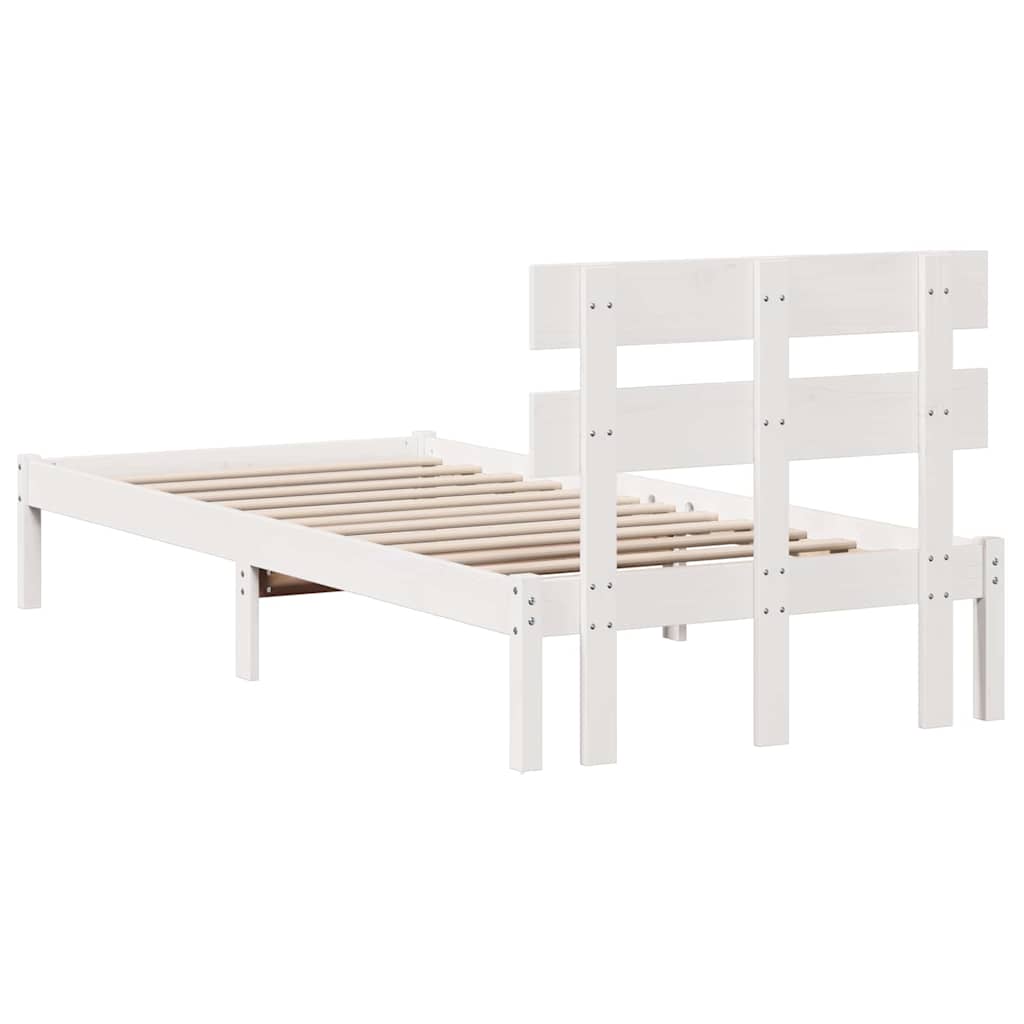 Bettgestell mit Kopfteil Weiß 75 x 190 cm Massivholz Kiefer